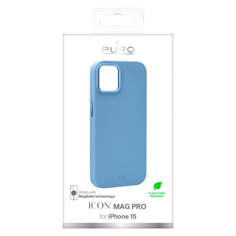 iPhone 15 Puro Icon Mag Pro Silikone Cover - MagSafe Kompatibel - Lyseblå