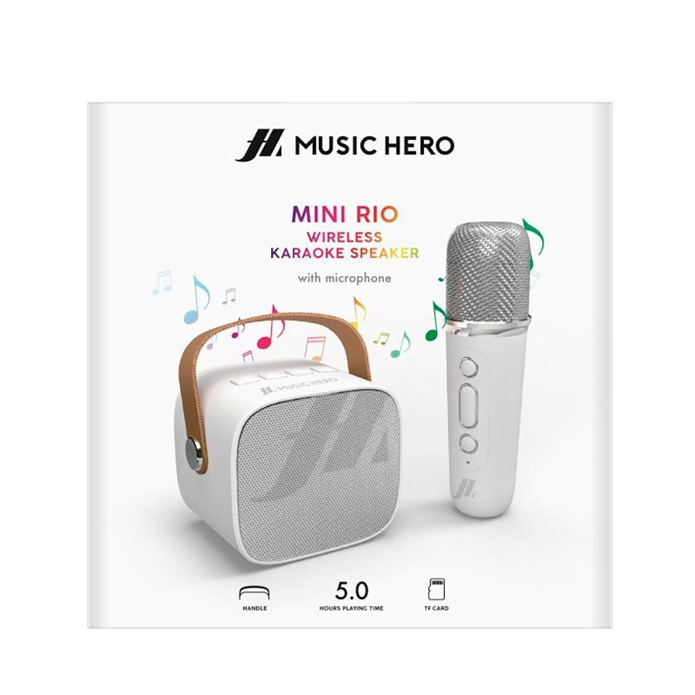 MUSIC HERO Karaoke Sæt m. Højtaler og Mikrofon - Hvid