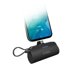 SBS Powerbank 5.000mAh Nano Tube 12W m. Stand & USB-C - USB-C Kabel - Sort