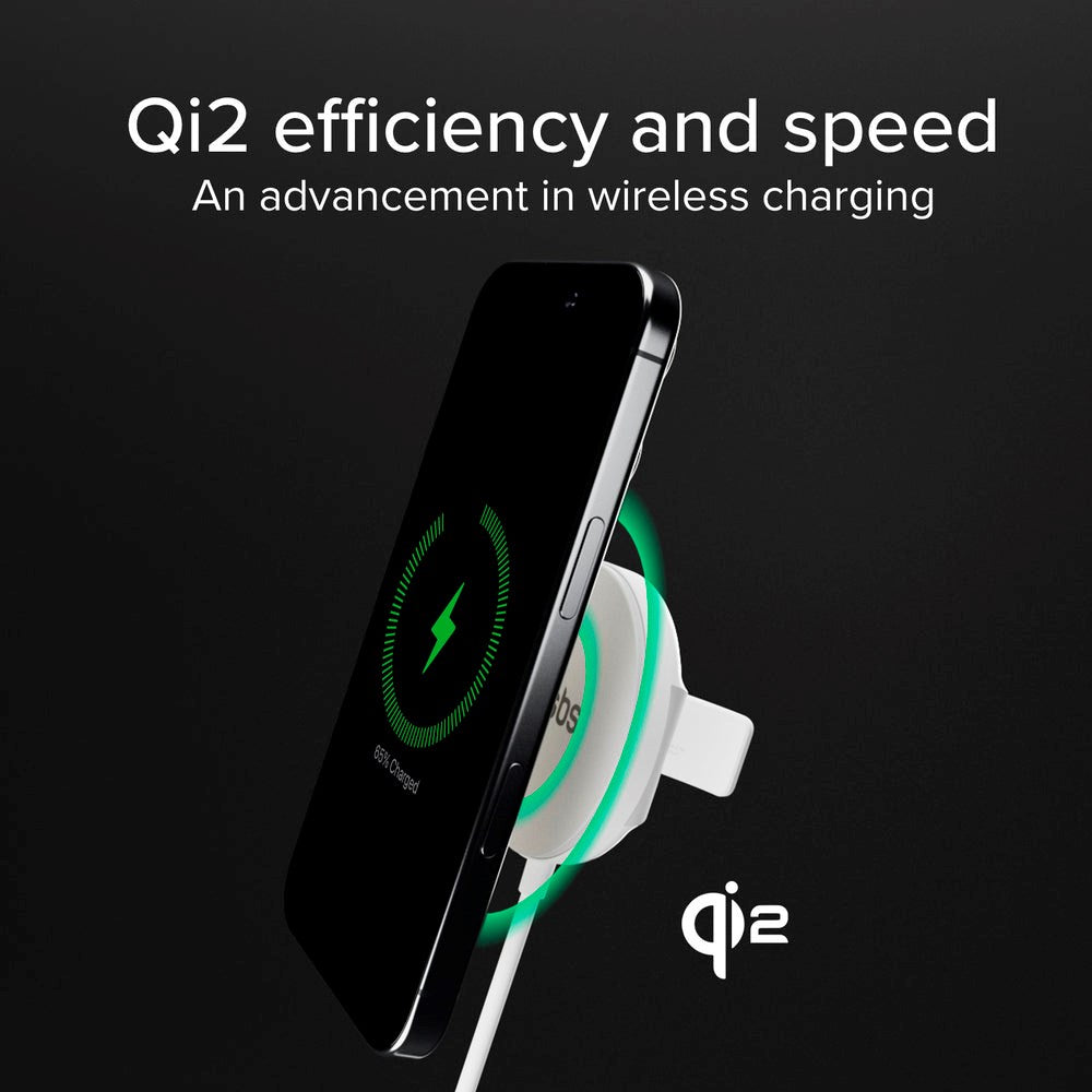 SBS 15W Qi2 Trådløs Oplader m. Kickstand - MagSafe Kompatibel - Hvid