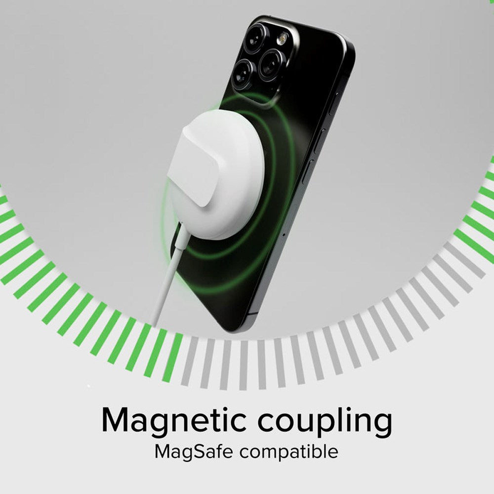 SBS 15W Qi2 Trådløs Oplader m. Kickstand - MagSafe Kompatibel - Hvid