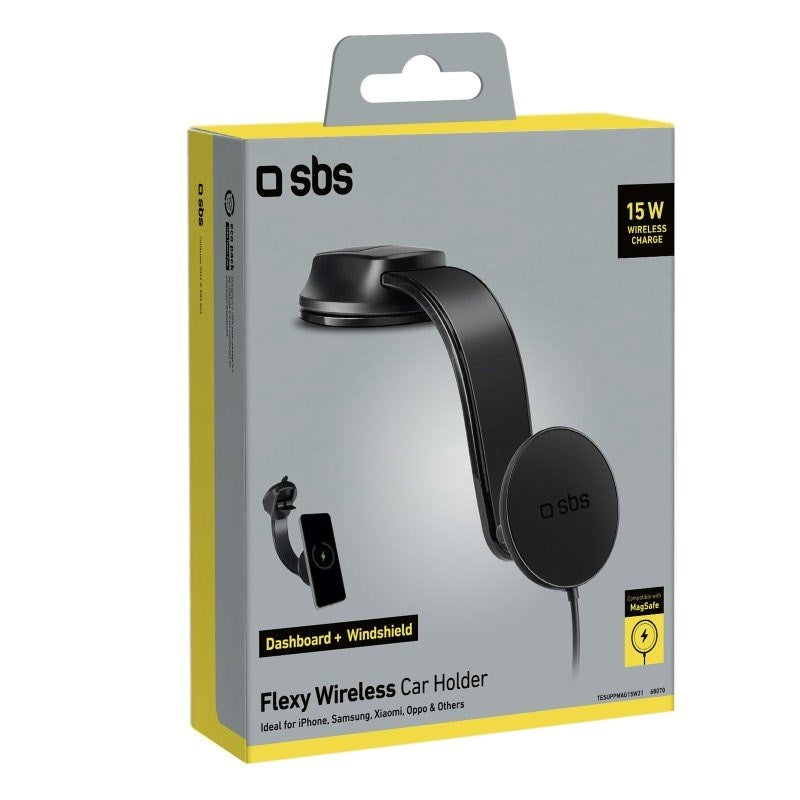 SBS Mobilholder til Forrude og Instrumentbræt - MagSafe Kompatibel - Sort