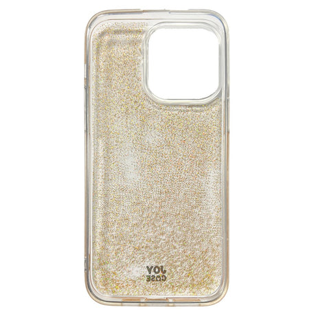 iPhone 15 Pro Max Joy Case Hybrid Glitter Cover - Gennemsigtig / Guld