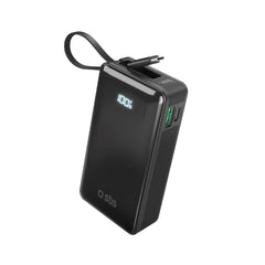 SBS - 20W LCD PowerBank m. 1x USB-A & 1x USB-C - 10.000 mAh - Sort