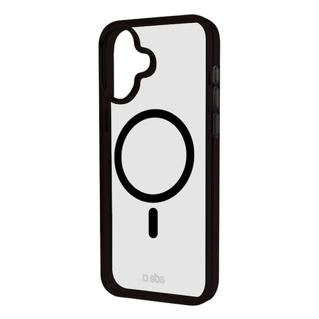 SBS iPhone 16 Mag Frame Cover - MagSafe Kompatibel - Gennemsigtig / Sort