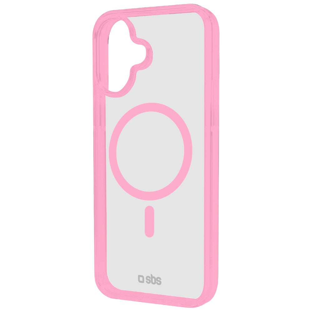SBS iPhone 16 Mag Frame Cover - MagSafe Kompatibel - Gennemsigtig / Lyserød