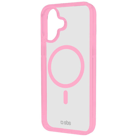 SBS iPhone 16 Mag Frame Cover - MagSafe Kompatibel - Gennemsigtig / Lyserød