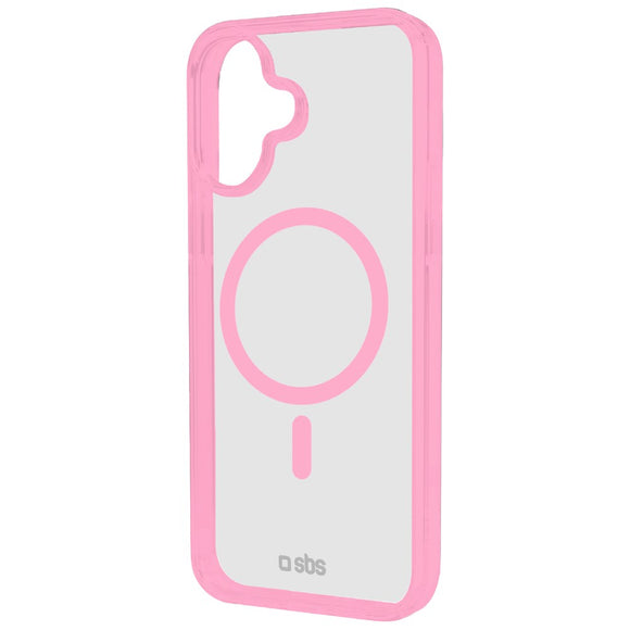 SBS iPhone 16 Mag Frame Cover - MagSafe Kompatibel - Gennemsigtig / Lyserød