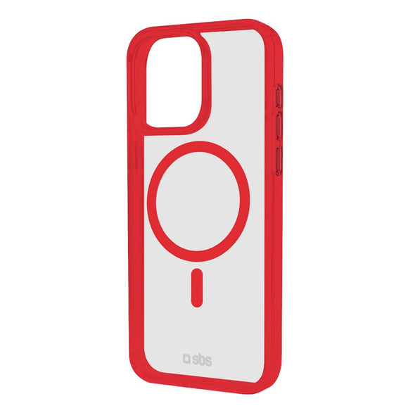 SBS iPhone 16 Pro Mag Frame Cover - MagSafe Kompatibel - Gennemsigtig / Rød