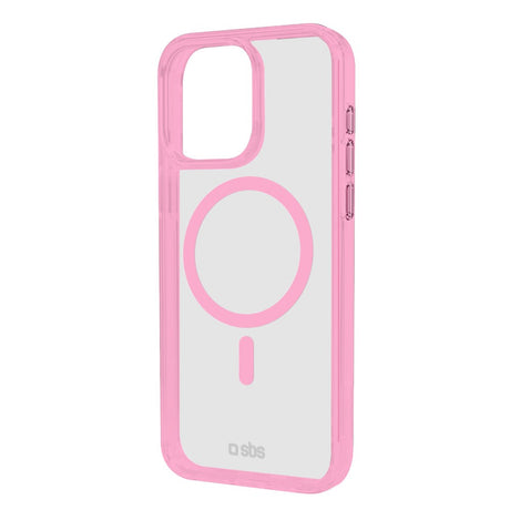 SBS iPhone 16 Pro Mag Frame Cover - MagSafe Kompatibel - Gennemsigtig / Lyserød