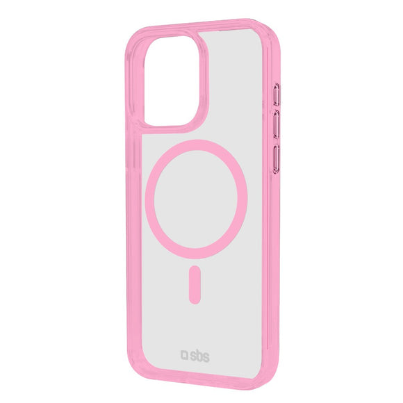 SBS iPhone 16 Pro Mag Frame Cover - MagSafe Kompatibel - Gennemsigtig / Lyserød