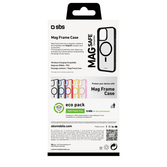 SBS iPhone 16 Pro Max Mag Frame Cover - MagSafe Kompatibel - Gennemsigtig / Sort
