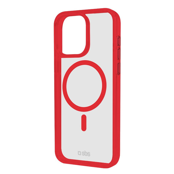 SBS iPhone 16 Pro Max Mag Frame Cover - MagSafe Kompatibel - Gennemsigtig / Rød