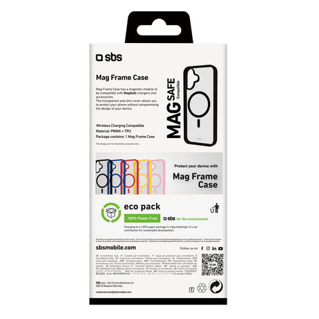 SBS iPhone 16 Plus Mag Frame Cover - MagSafe Kompatibel - Gennemsigtig / Sort