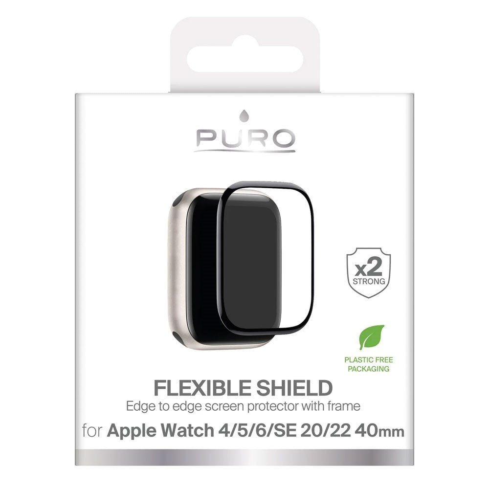 Apple Watch SE / 6 / 5 / 4 (40mm) Puro Flexible Shield Skærmbeskyttelse m. Applikator - Gennemsigtig / Sort