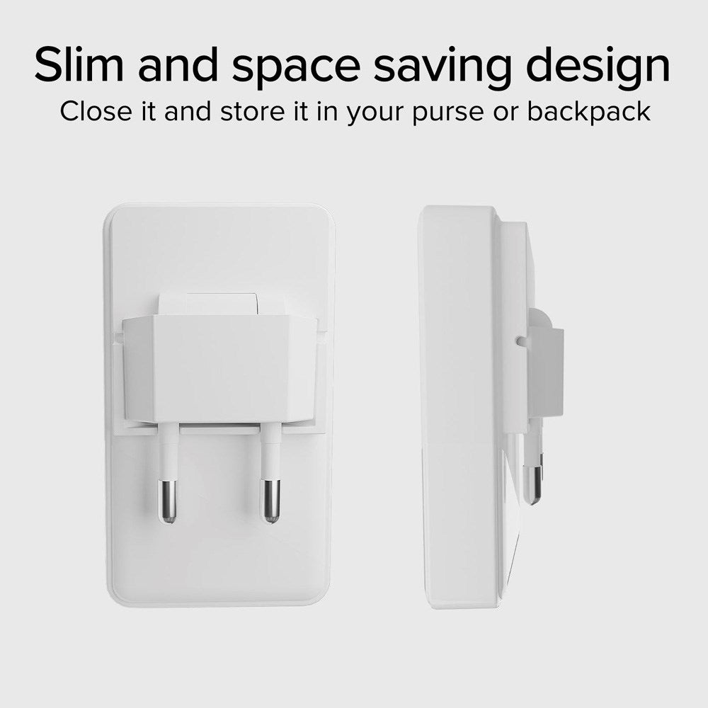 SBS 65W Flexi Foldbar Vægoplader m. 1x USB-A & 1x USB-C - Hvid