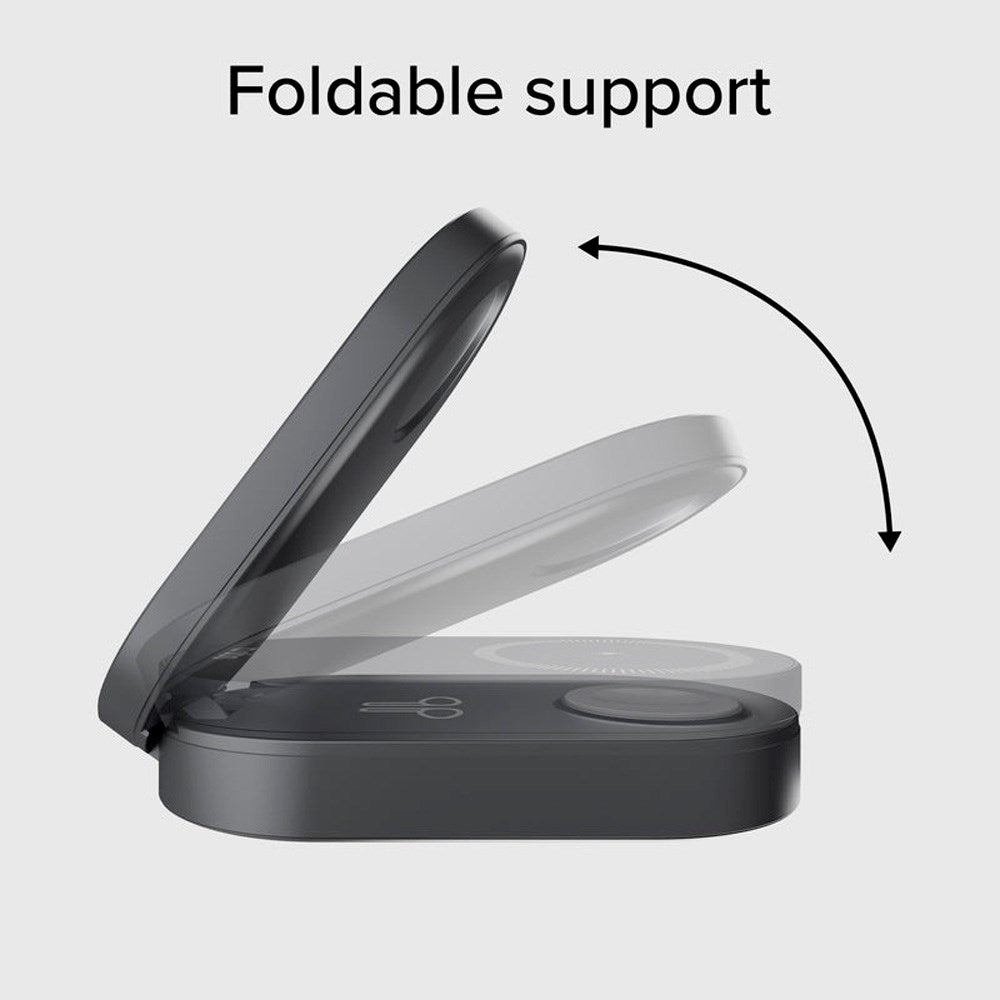 SBS Qi2 3-i-1 Foldbar Trådløs Oplader - MagSafe Kompatibel - Sort