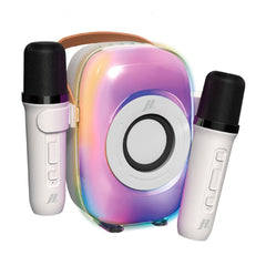 MUSIC HERO Bærbar Trådløs Karaoke Højtaler m. 2x Mikrofon - Hvid