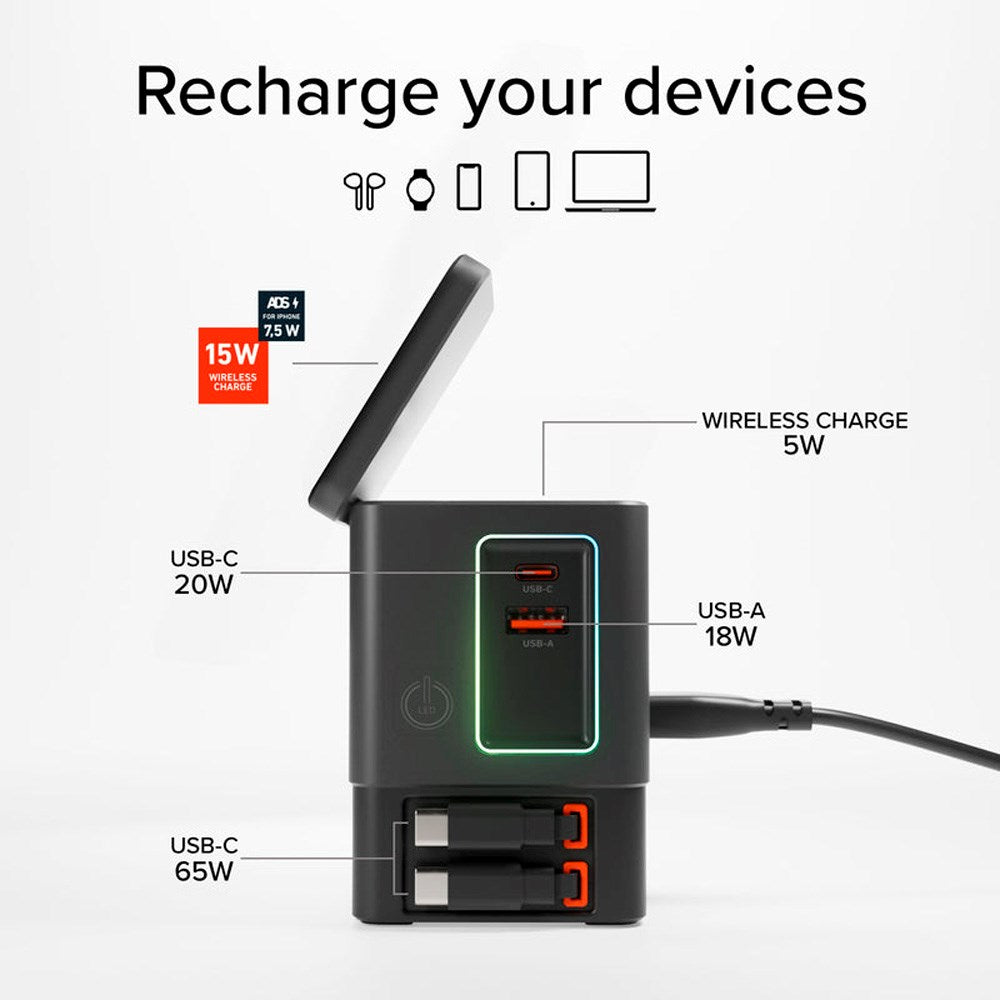SBS 6-i-1 Trådløs Opladningsdock - MagSafe Kompatibel - Sort
