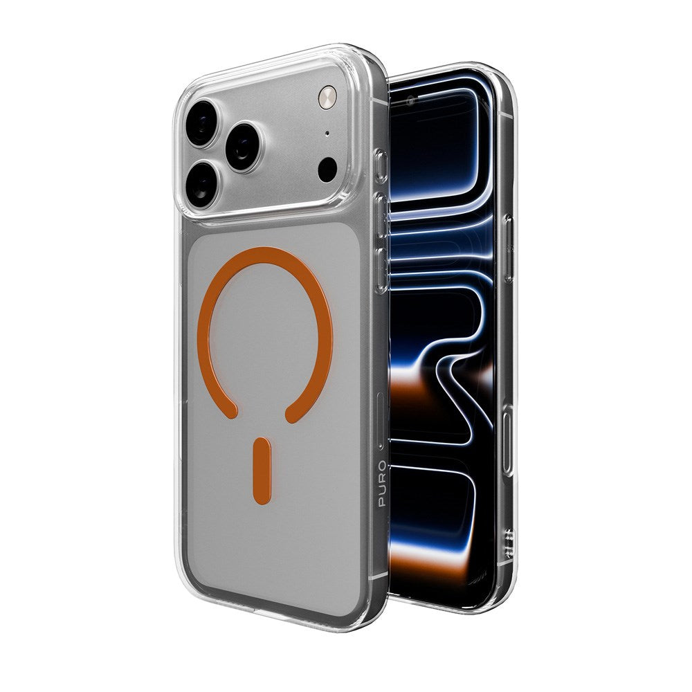 iPhone 17 Pro PURO LITE MAG Hybrid Cover - MagSafe Kompatibel - Gennemsigtig / Orange