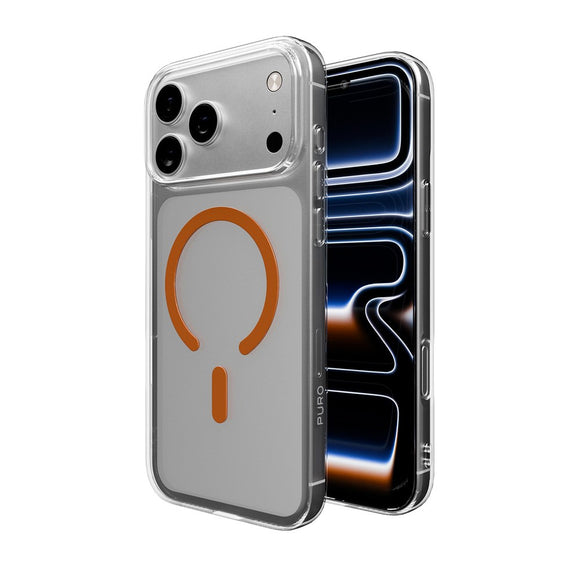 iPhone 17 Pro PURO LITE MAG Hybrid Cover - MagSafe Kompatibel - Gennemsigtig / Orange