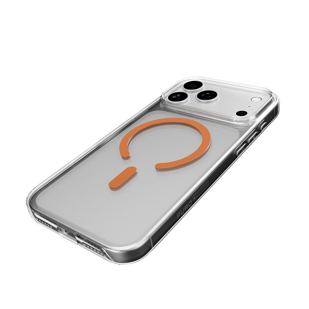 iPhone 17 Pro PURO LITE MAG Hybrid Cover - MagSafe Kompatibel - Gennemsigtig / Orange