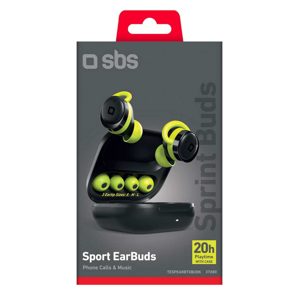 SBS Sprint Buds - True Wireless Sports Høretelefoner - In-Ear - Sort / Grøn