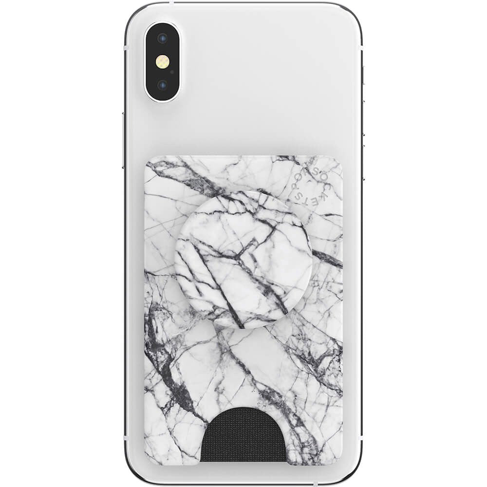 POPSOCKETS PopWallet Dove White Marble MagSafe Kortholder m. Standerfunktion