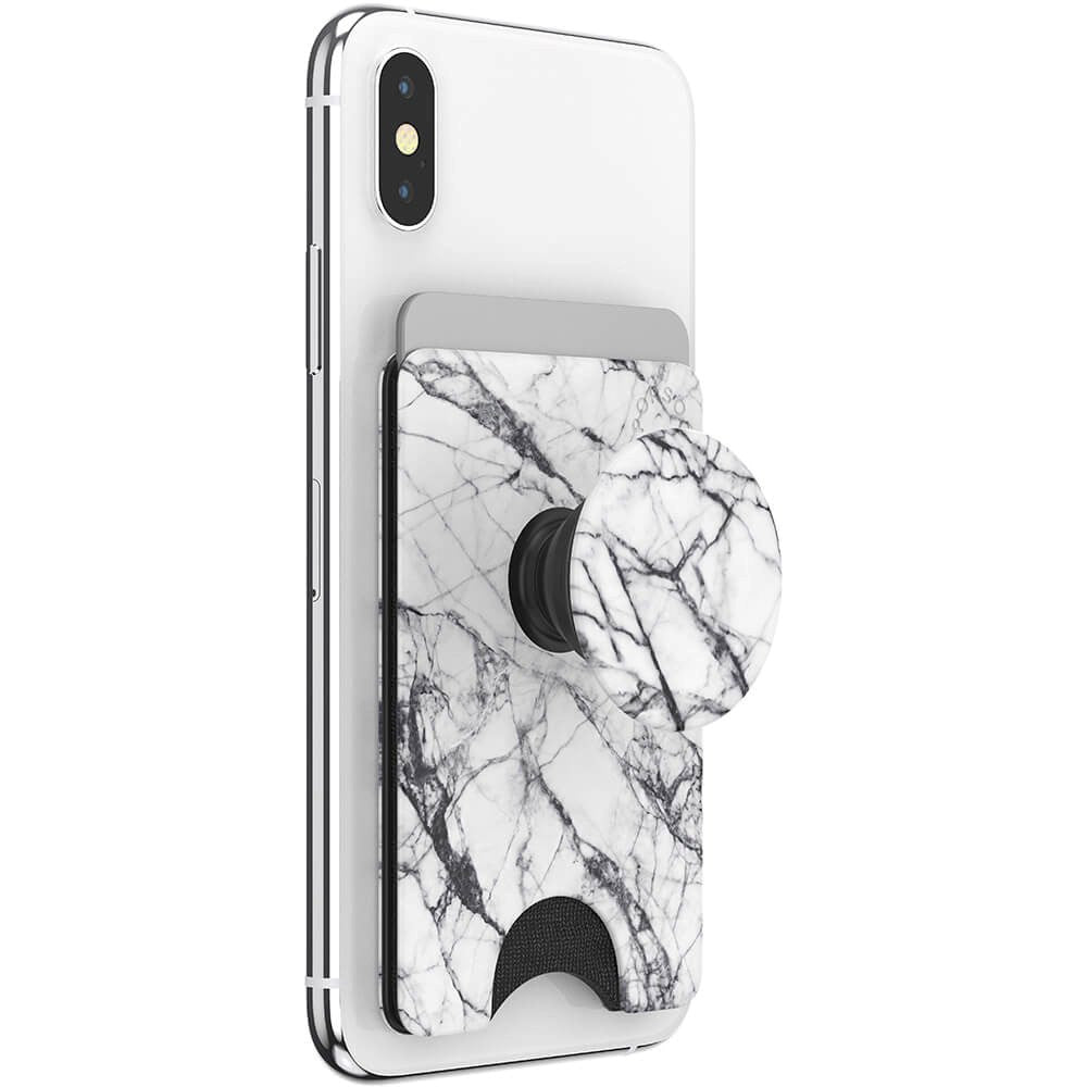 POPSOCKETS PopWallet Dove White Marble MagSafe Kortholder m. Standerfunktion