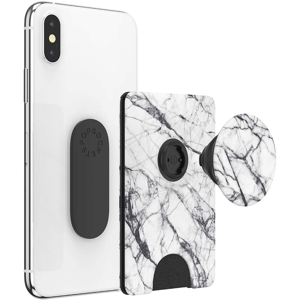 POPSOCKETS PopWallet Dove White Marble MagSafe Kortholder m. Standerfunktion