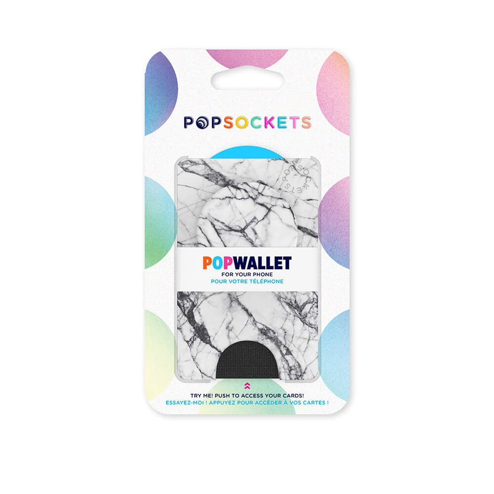 POPSOCKETS PopWallet Dove White Marble MagSafe Kortholder m. Standerfunktion