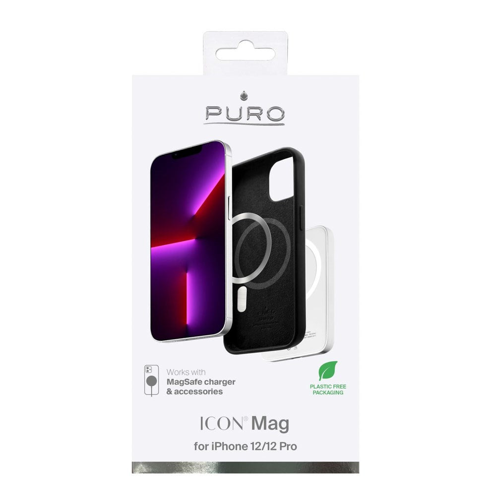 iPhone 12 / 12 Pro Puro Icon Mag Silikone Cover - MagSafe Kompatibel - Sort
