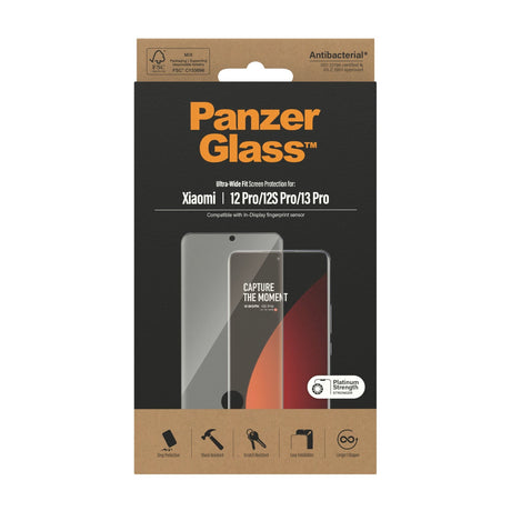 Xiaomi 12 Pro / 13 Pro PanzerGlass Ultra Wide Fit Skærmbeskyttelse - Platinum Strength - Sort Kant