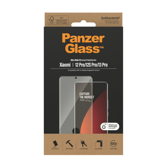 Xiaomi 12 Pro / 13 Pro PanzerGlass Ultra Wide Fit Skærmbeskyttelse - Platinum Strength - Sort Kant