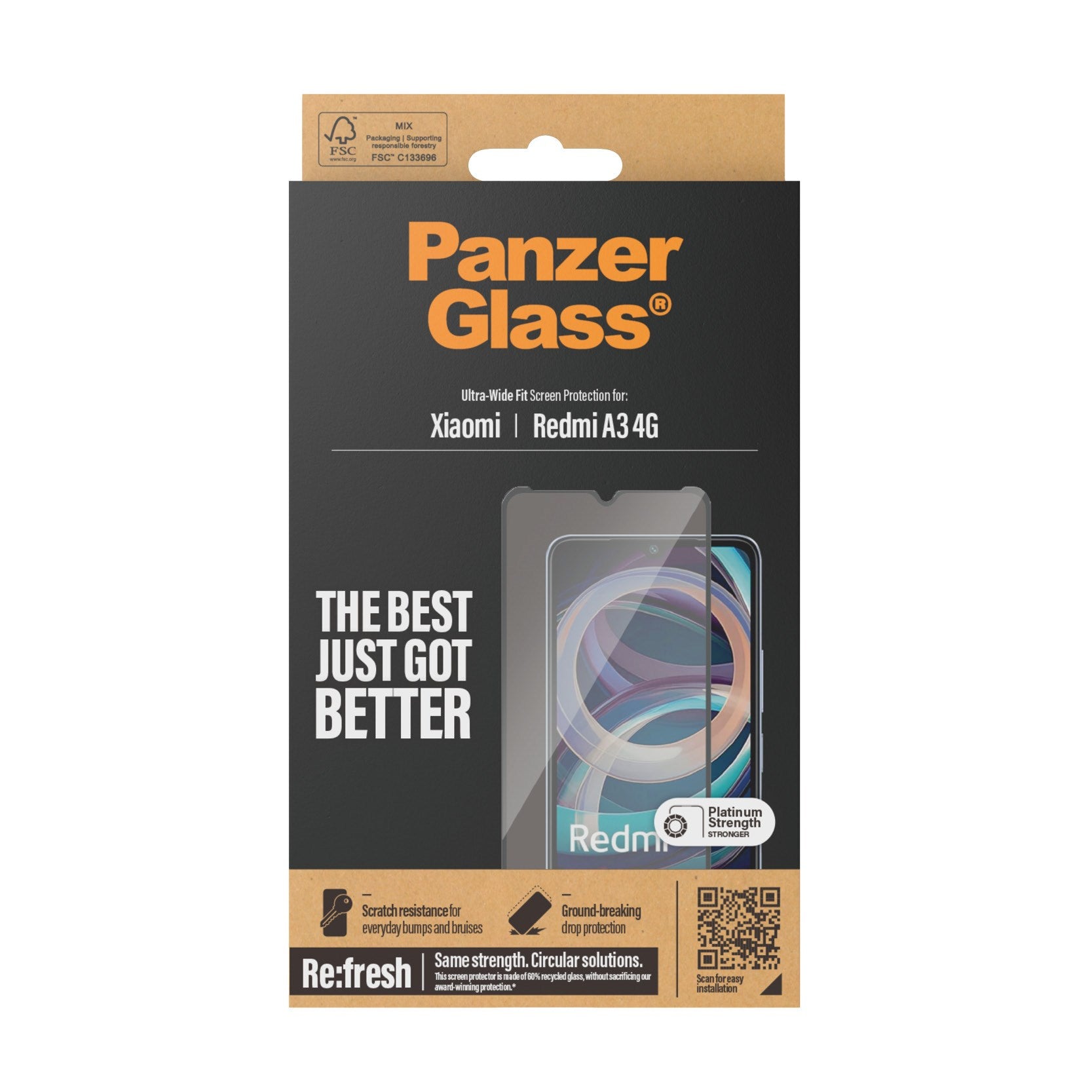 Xiaomi Redmi A3 - PanzerGlass Ultra-Wide Fit Skærmbeskyttelsesglas - Gennemsigtig