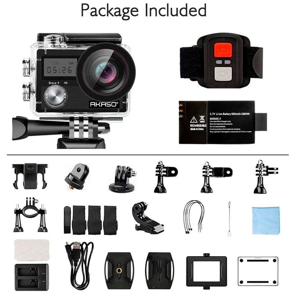 AKASO Brave 4 Action Kamera - Ultra HD 4K - Sort