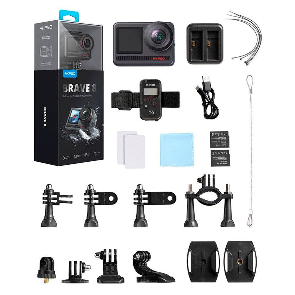 AKASO Brave 8 Action Kamera m. Dobbelt Skærm 4K/60fps & 48MP - Sort