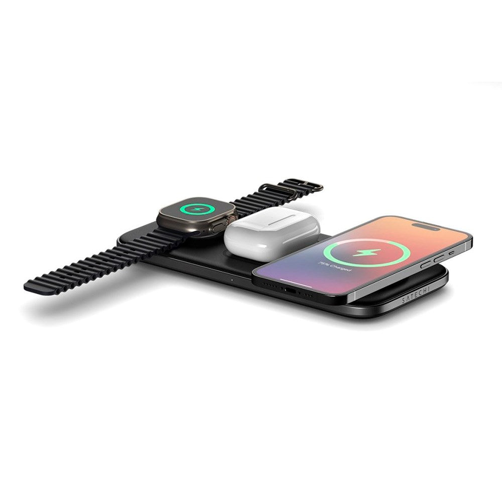 Satechi 3-i-1 Qi2 Trådløs Oplader - MagSafe Kompatibel - Sort