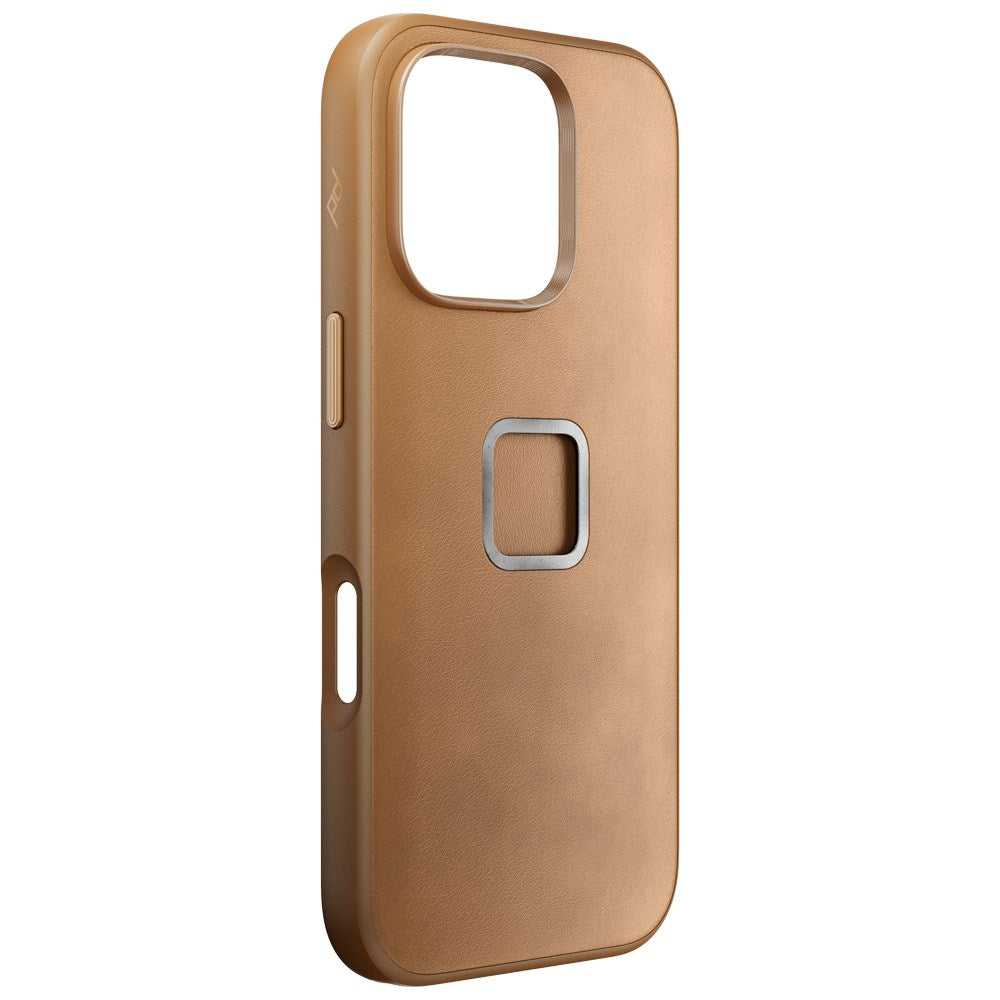 iPhone 16 Pro Peak Design Læder Cover m. SlimLink Beslag - MagSafe Kompatibel - Tan