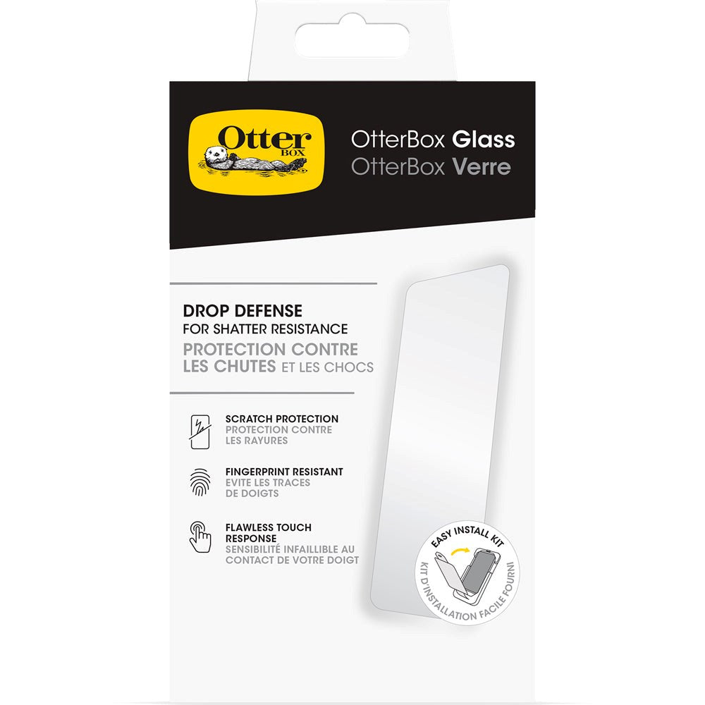 OtterBox iPhone 15 Skærmbeskyttelses Glas m. Installations Kit - Drop Defense - Case-Friendly - Gennemsigtig