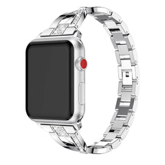 Apple Watch (38/40/SE/41/42mm) Formet Stål Rem m. Rhinsten - Sølv