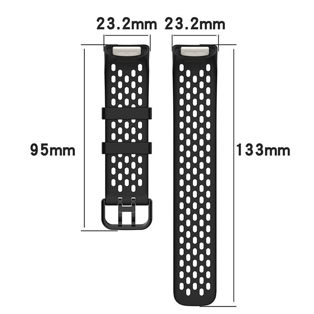 Fitbit Charge 6 / 5 Silikone Rem m. Huller - Sort