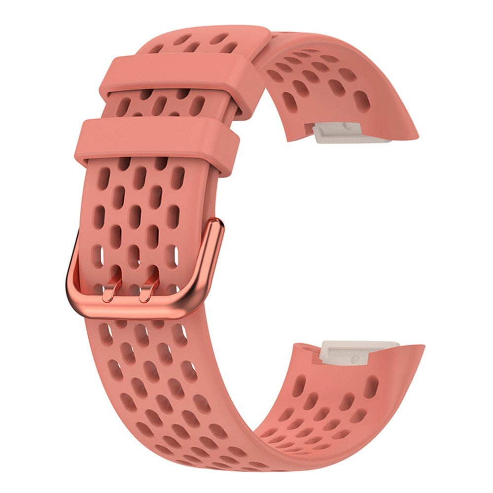Fitbit Charge 6 / 5 Silikone Rem m. Huller - Lyserød
