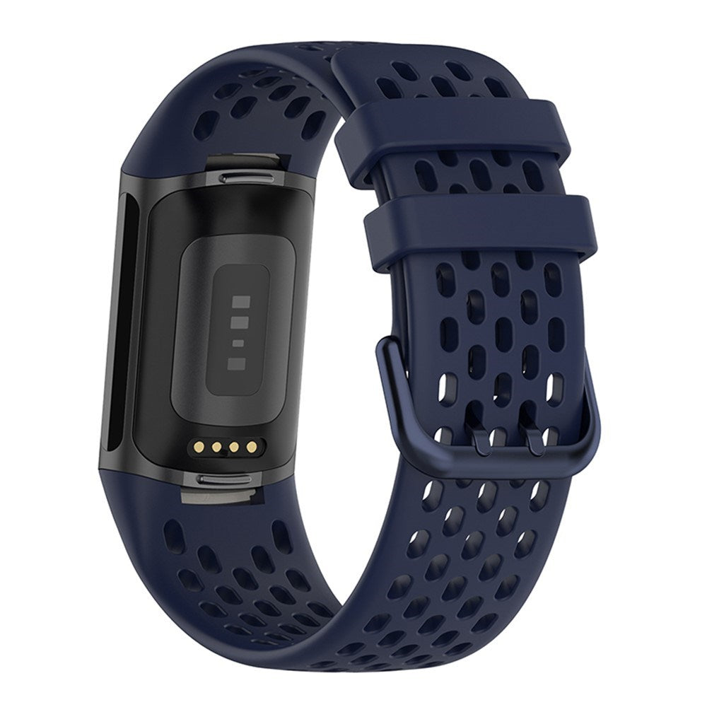 Fitbit Charge 6 / 5 Silikone Rem m. Huller - Blå