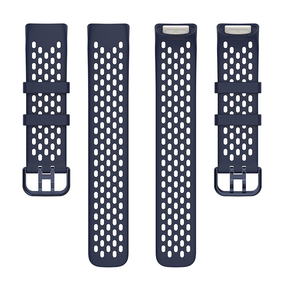 Fitbit Charge 6 / 5 Silikone Rem m. Huller - Blå