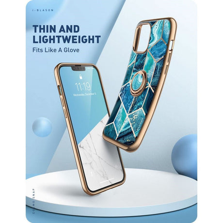 iPhone 13 i-Blason Cosmo Marble Snap Cover m. Ringholder - Ocean Blue