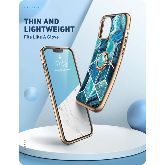 iPhone 13 i-Blason Cosmo Marble Snap Cover m. Ringholder - Ocean Blue