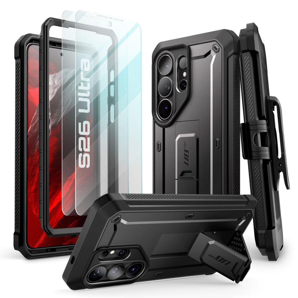 Samsung Galaxy S26 Ultra SUPCASE Unicorn Beetle Pro Cover m. 2x Hærdet Skærmbeskyttelsesglas - Sort