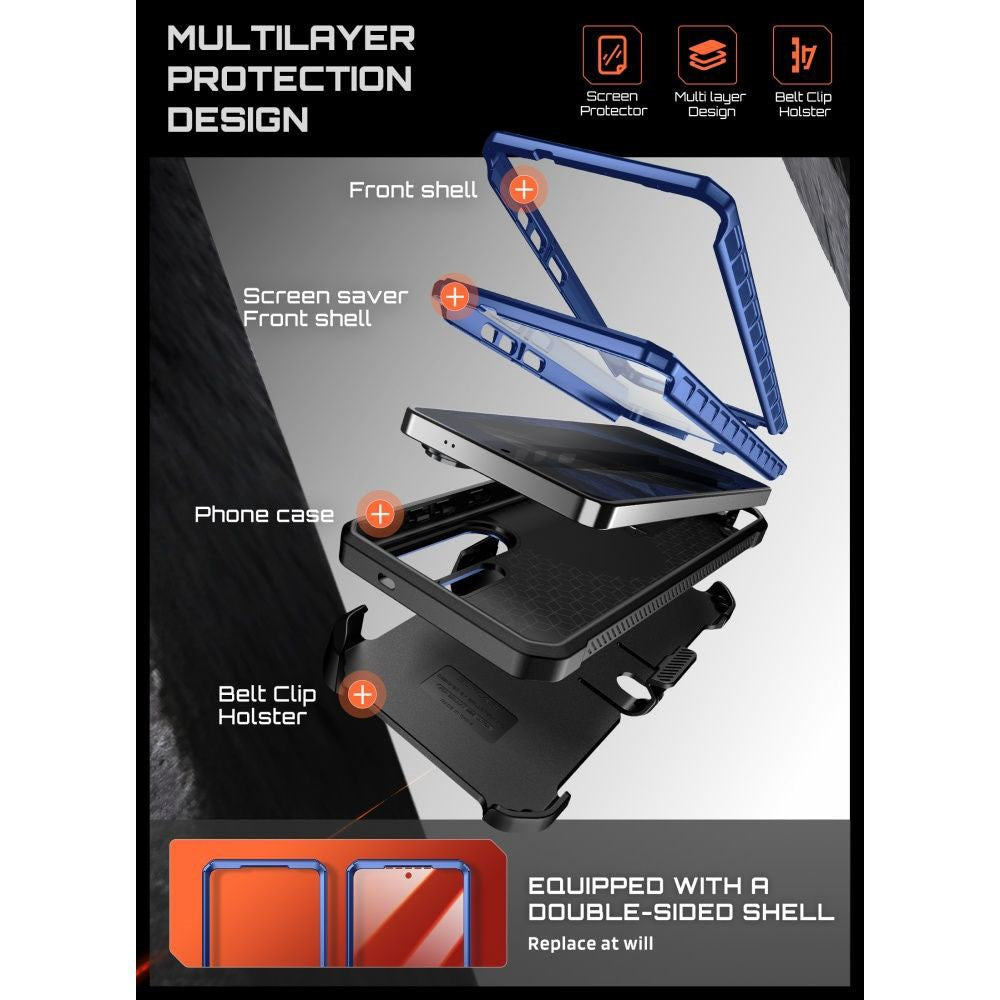 Samsung Galaxy S26 Ultra SUPCASE Unicorn Beetle Pro Mag Cover m. 2x Frontramme - MagSafe Kompatibel - Blå