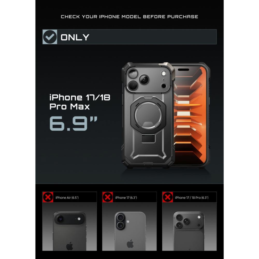 iPhone 18 Pro Max / 17 Pro Max Supcase UB Grip Mag Cover - MagSafe Kompatibel - Sort